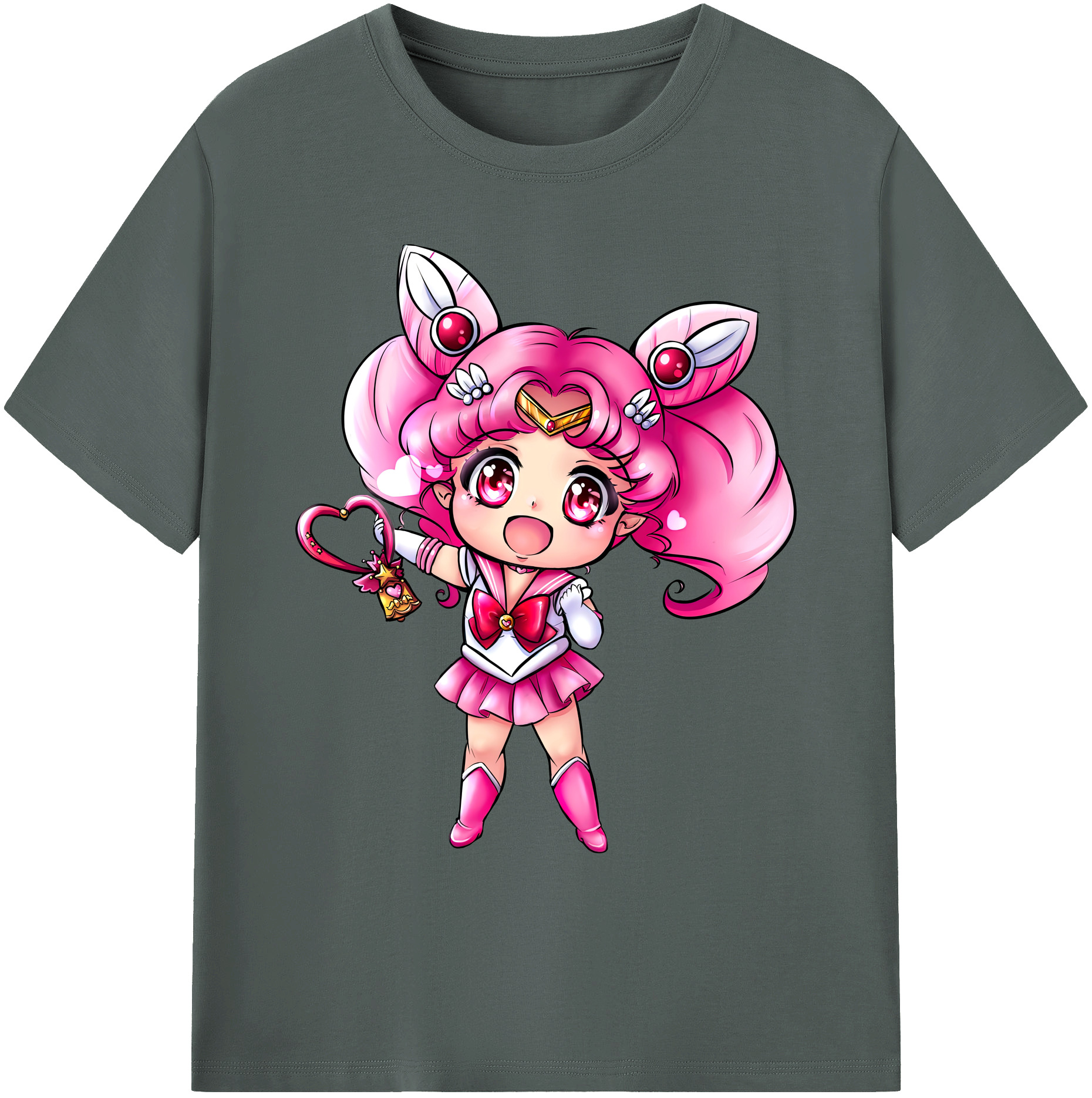 （画像用） 美少女戦士セーラームーン ちびうさ Sailor Moon Chibiusa Tsukino Usagi Small Lady Serenity 綿100％ メンズ半袖Tシャツ｜肌触りやわらか＆通気性